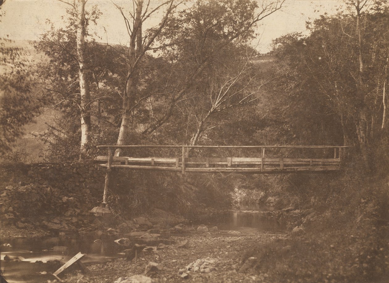 Landskap med träd och bro, ca. 1850. av Unbekannt