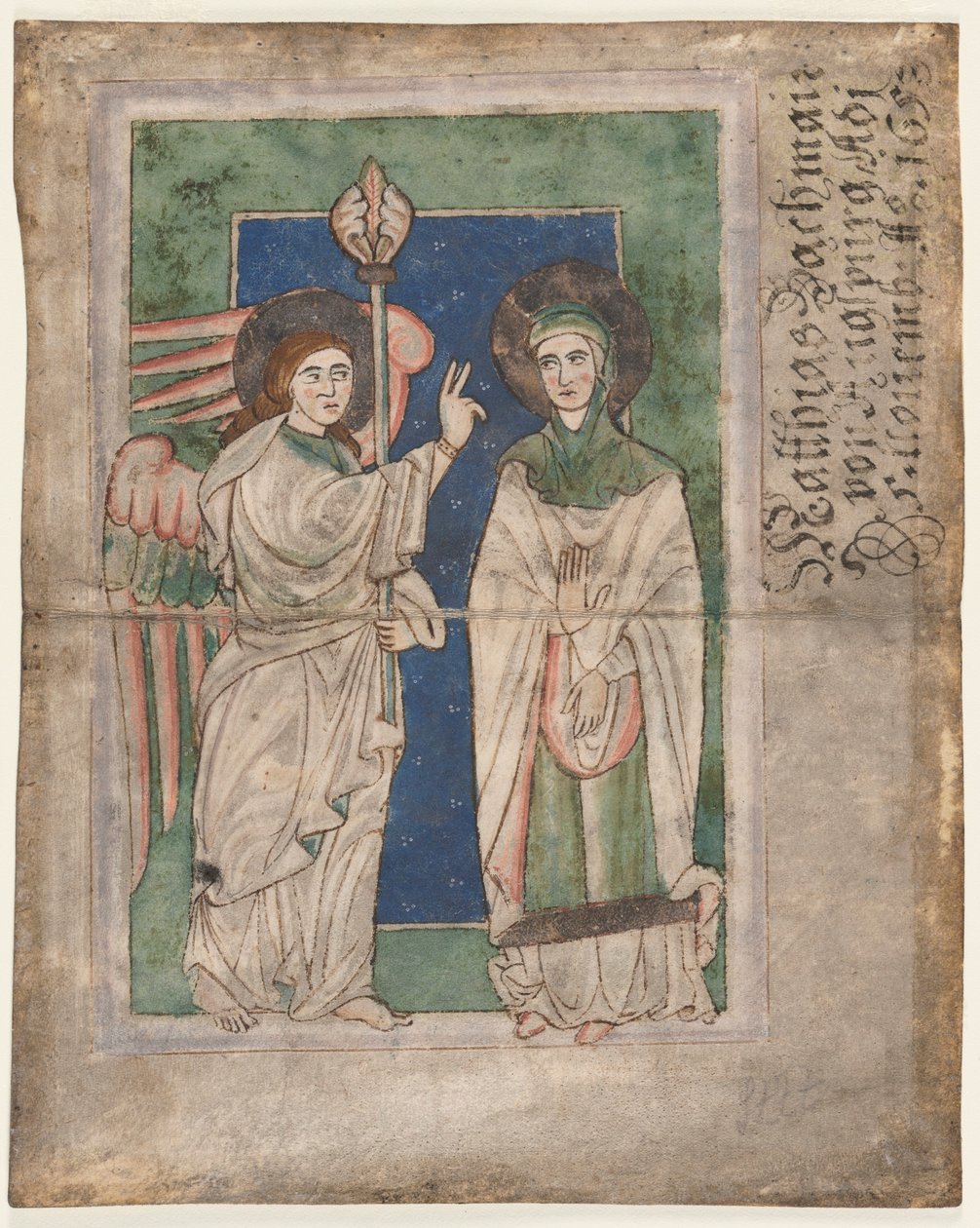 Leaf from a Psalter: Annunciation, tidigt 1200-tal. av Unbekannt