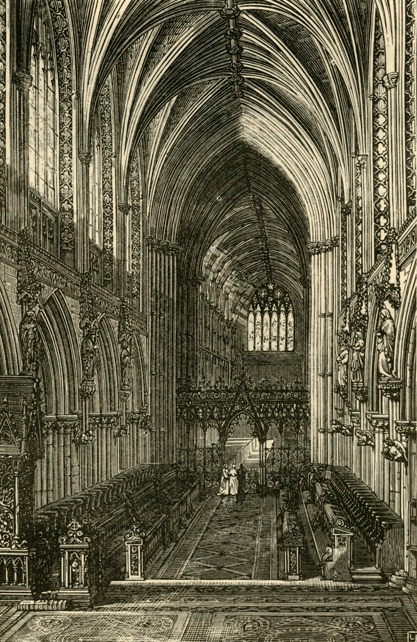 Lichfield Cathedral Interiör, tittar västerut, 1898. av Unbekannt