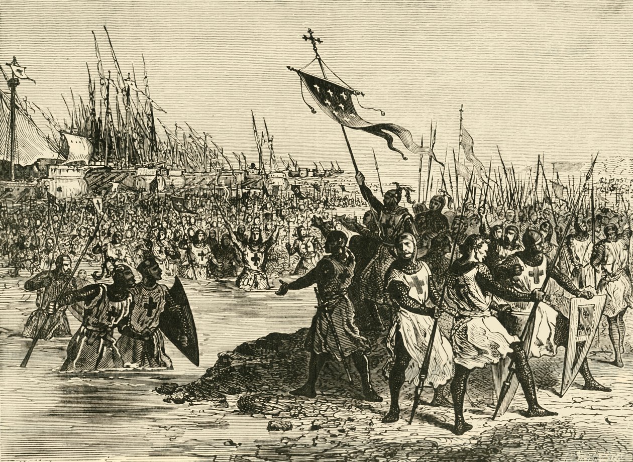 Ludvig IX. Landning i Egypten, 1249, 1890. av Unbekannt