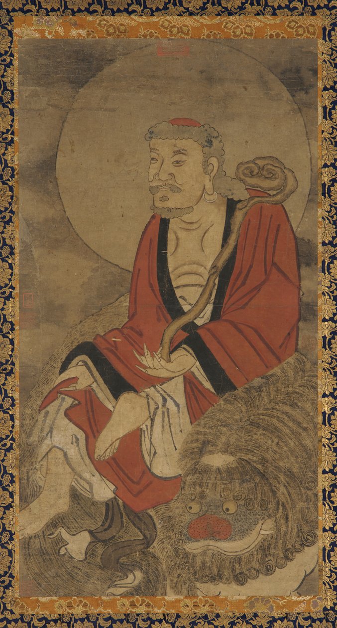 Luohan och lejon, Mingdynastin, 1368-1644. av Unbekannt