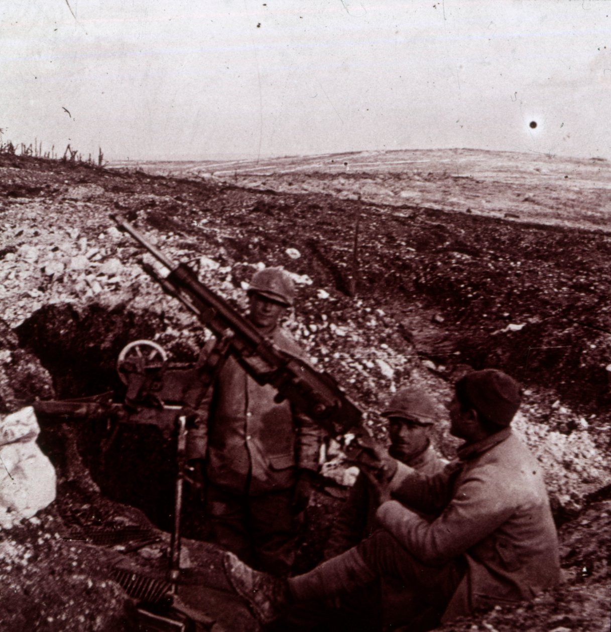Maskingevär, Mount Kemmel, Flandern, Belgien, c1914-c1918 av Unbekannt