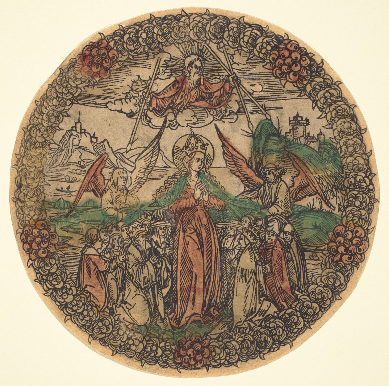 Madonna i en krans av rosor, 14901500. av Unbekannt
