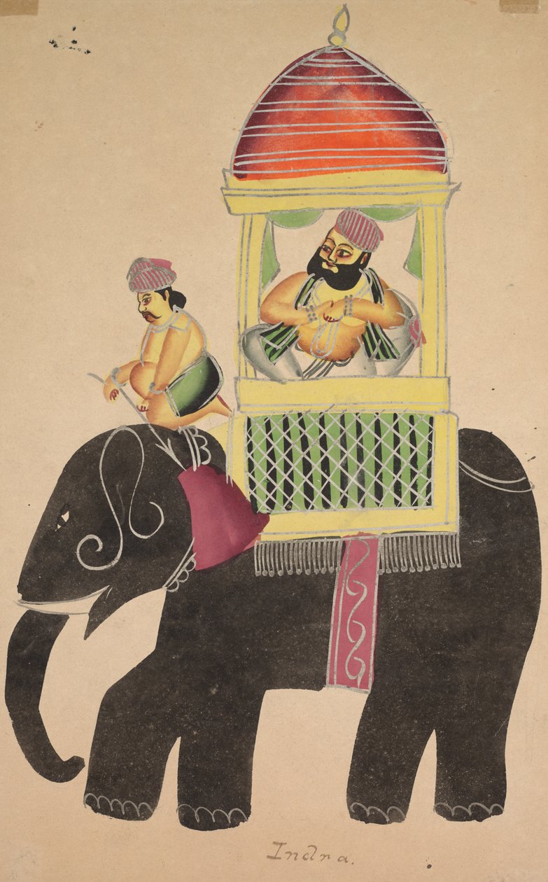Mahant of Tarakeshwar rider på en elefant, 1800-talet. av Unbekannt