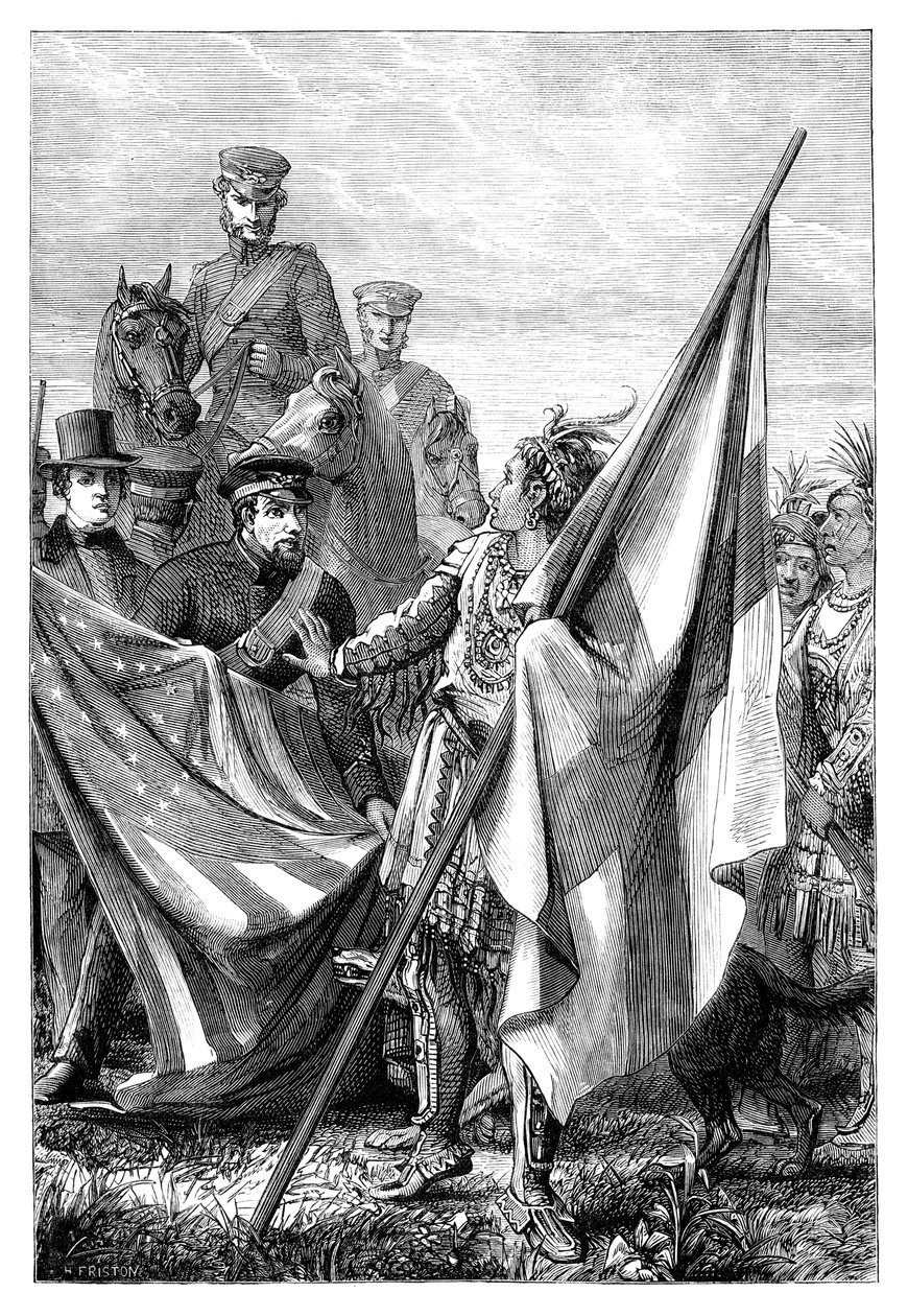 Major Sprague och indianerna, c1895 av Unbekannt