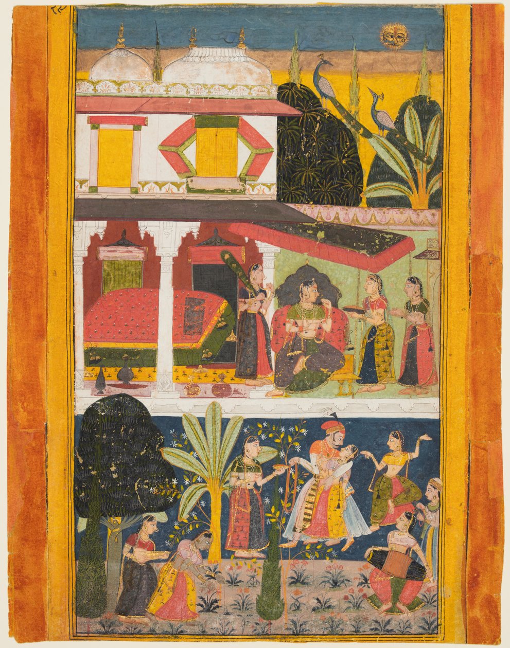Malvi Ragini, Från en Ragamala-serie, s. 1695. av Unbekannt