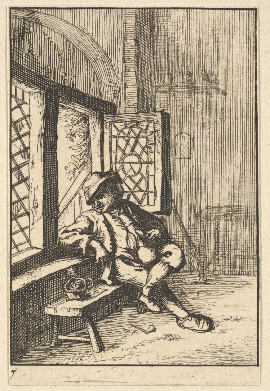 Man sitter vid ett fönster kopia, 1610-85. av Unbekannt