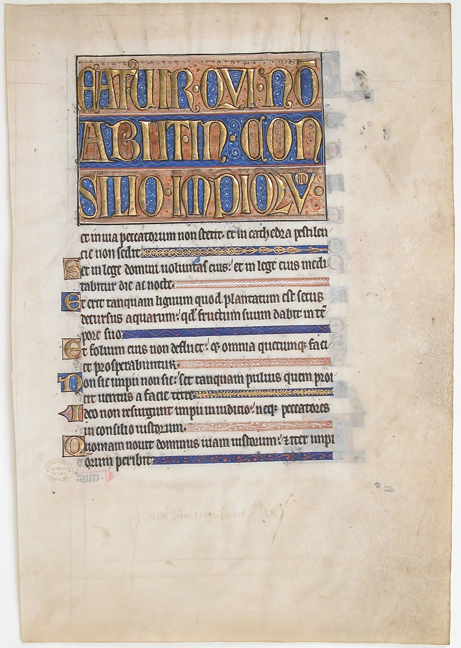 Manuskriptblad från en kunglig psalter, brittisk, 1250-70. av Unbekannt