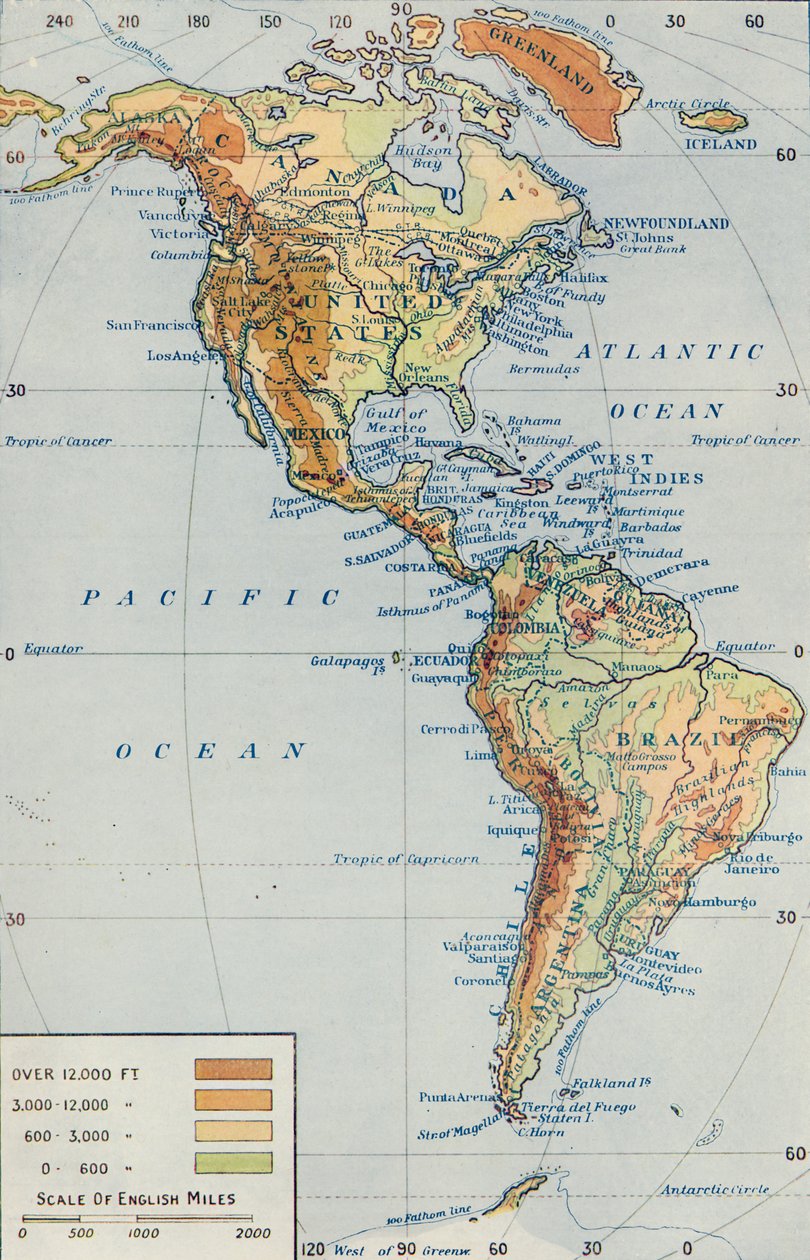 Karta - Amerikas kontinent, 1916 av Unbekannt