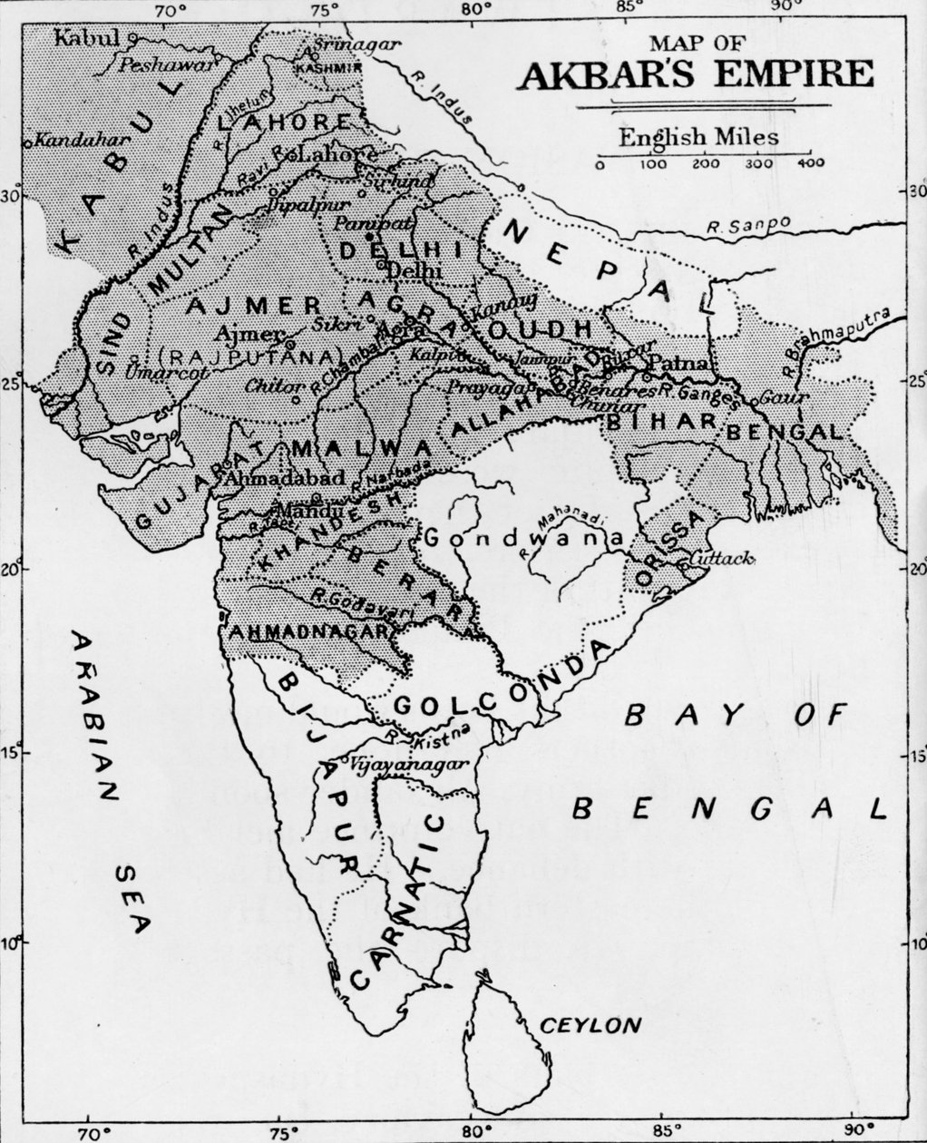 Karta över Akbars imperium, c1912 av Unbekannt