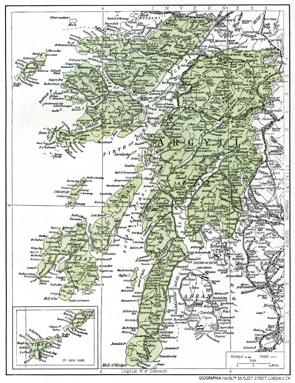 Karta över Argyllshire, 1924-1926 av Unbekannt
