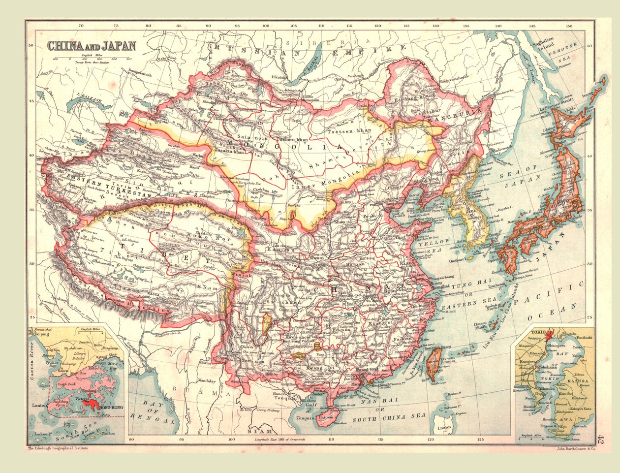 Karta över Kina och Japan, 1902. av Unbekannt