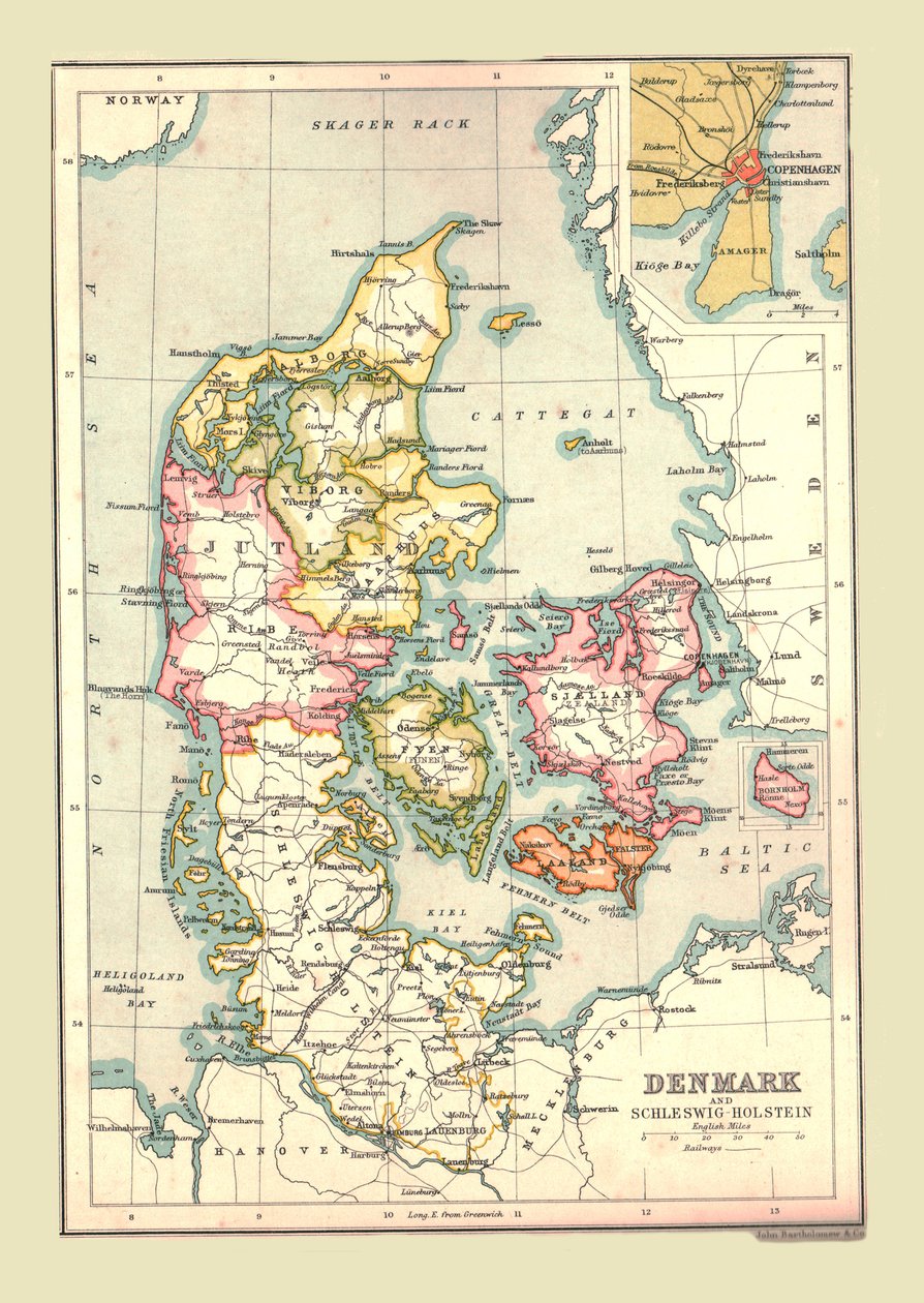 Karta över Danmark, 1902. av Unbekannt