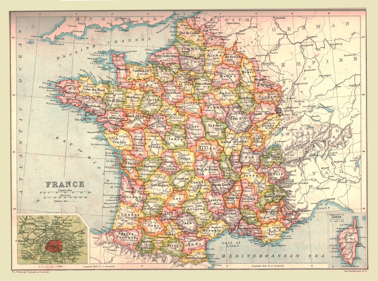 Karta över Frankrike, 1902. av Unbekannt