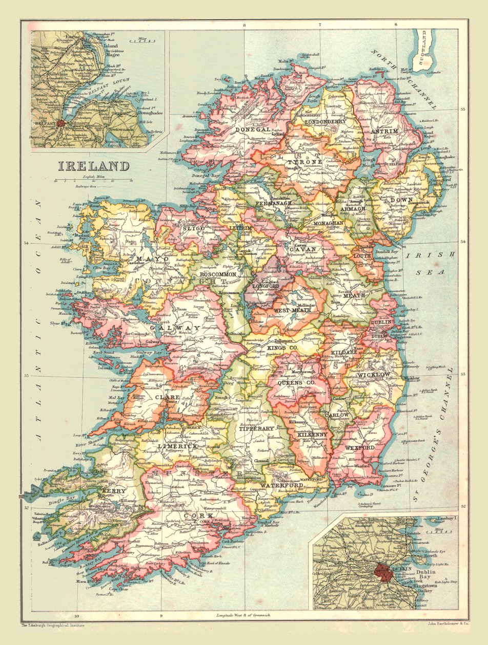 Karta över Irland, 1902. av Unbekannt