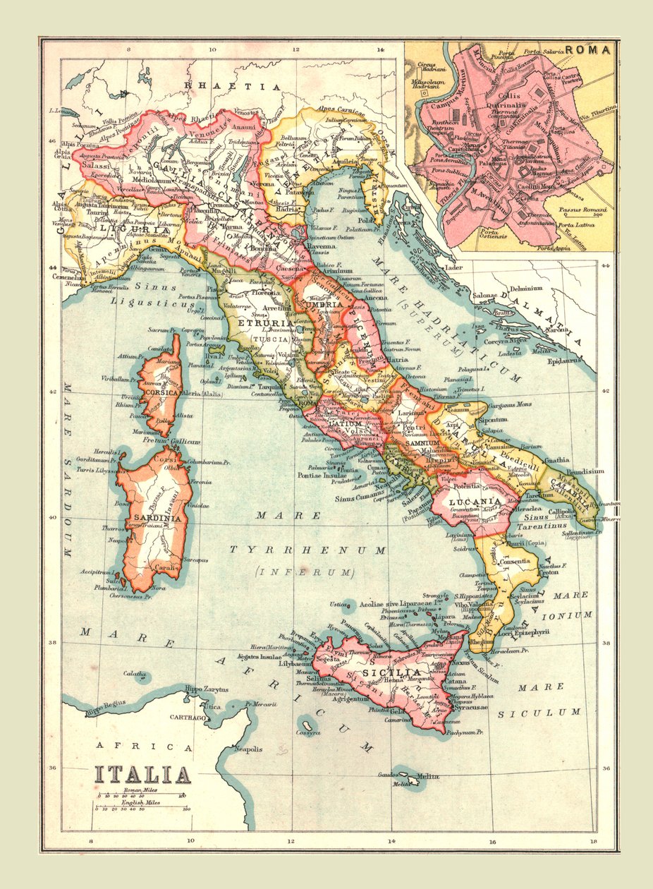 Karta över Italien, 1902. av Unbekannt