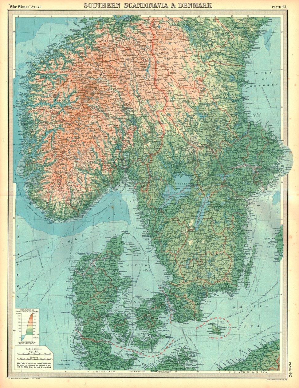 Karta över södra Skandinavien och Danmark av Unbekannt