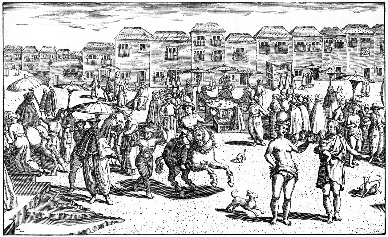 Marknad i Goa, Indien, 1599 av Unbekannt