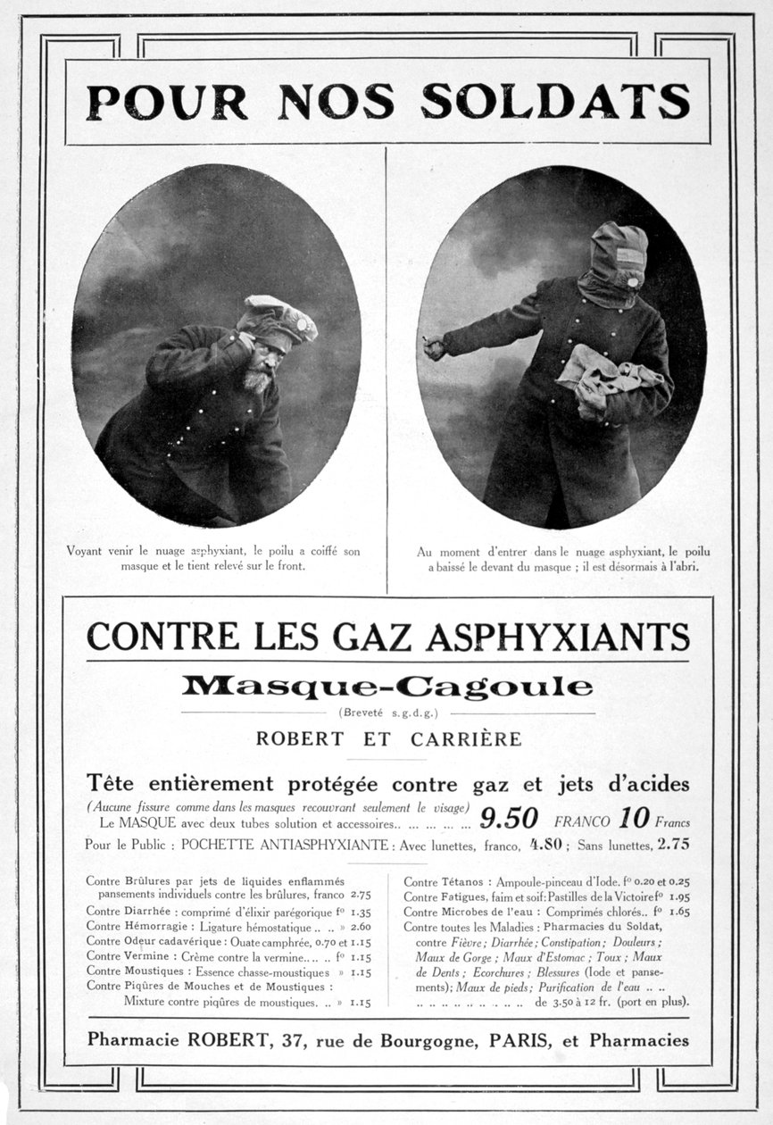 Gasmaskreklam, 1915 av Unbekannt