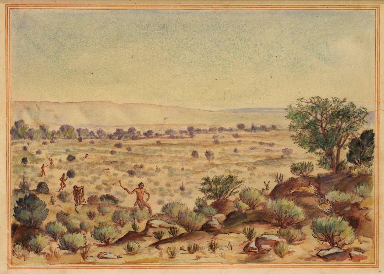 Män som jagar kaniner, 1900-talet. av Unbekannt