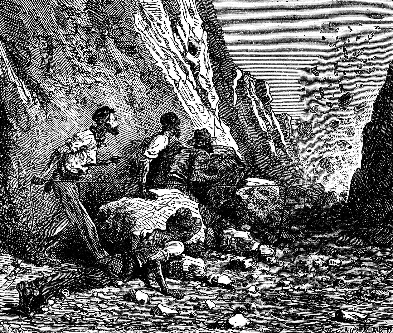 Gruvarbetare sprängning, 1879. av Unbekannt