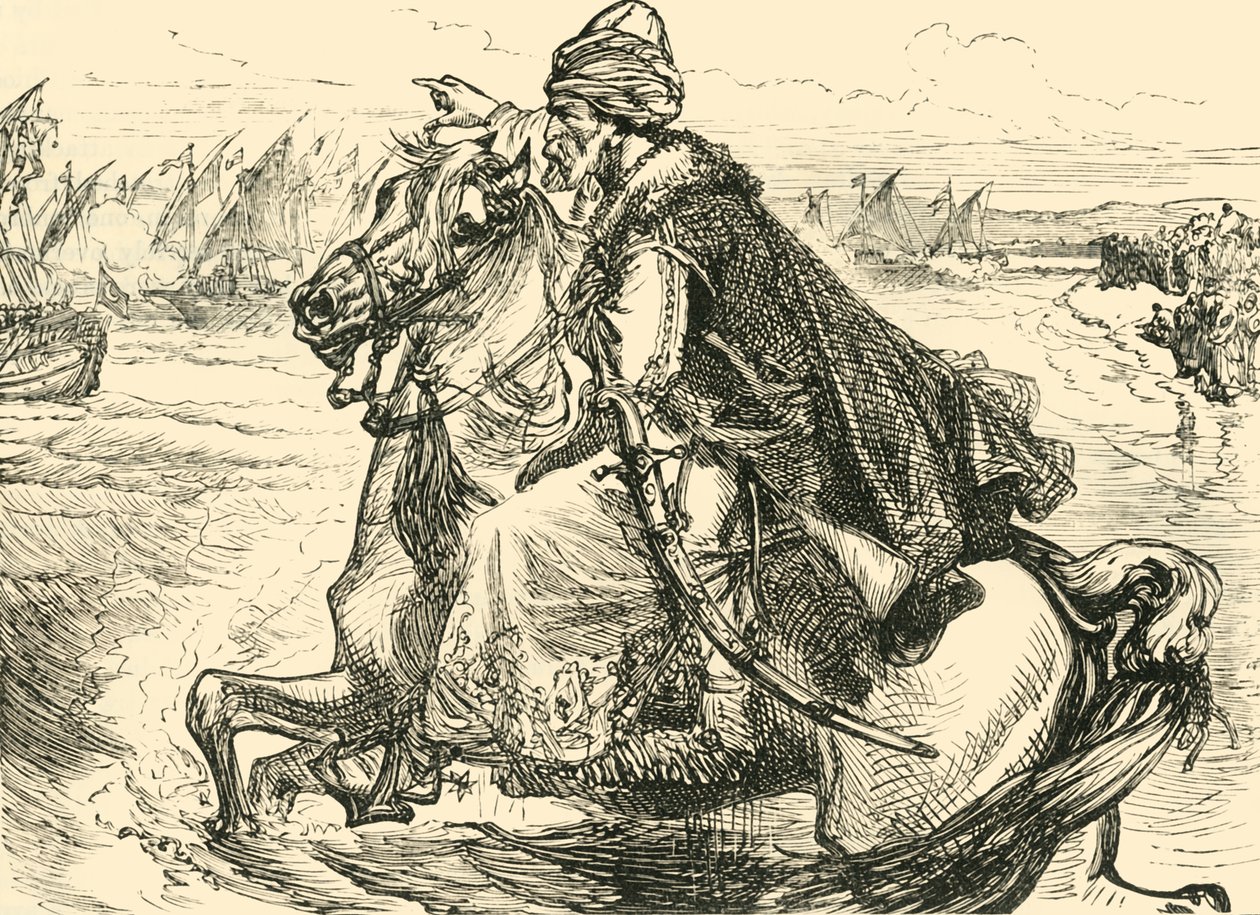 Mohammed II uppmuntrar sina sjömän, 1890. av Unbekannt