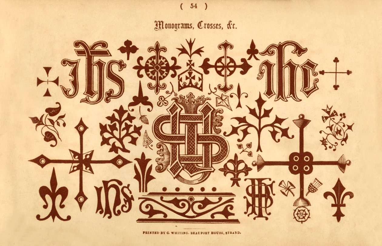 Monogram, kors etc., 1862 av Unbekannt