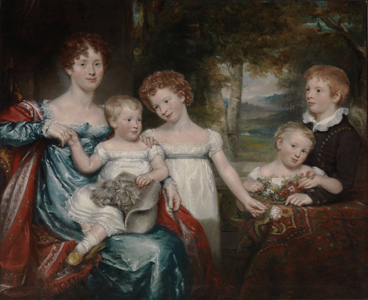 Mrs Hawkins och familj, ca. 1818-1820. av Unbekannt