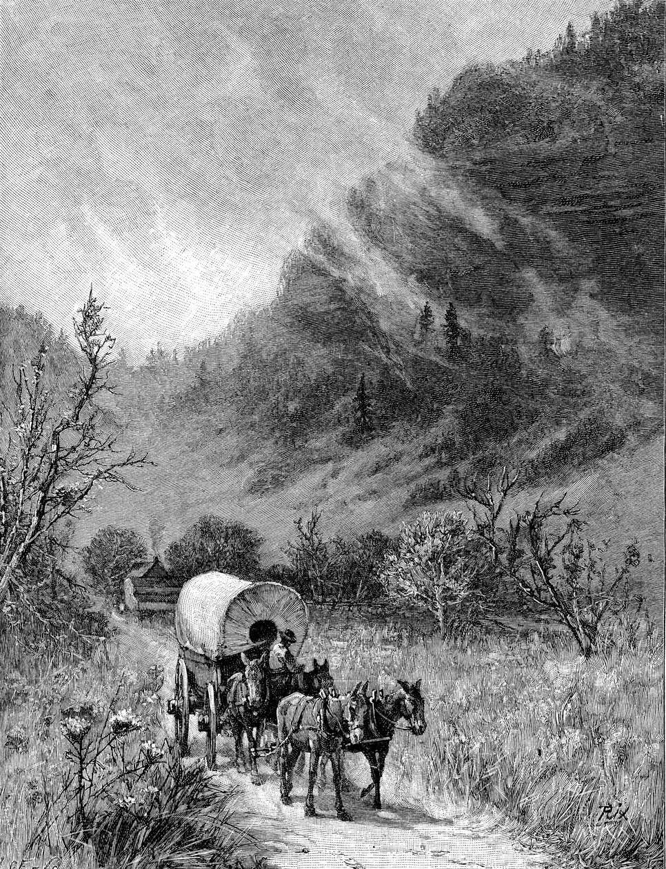 Mulevagn som passerar genom Cumberland Gap, Kentucky av Unbekannt