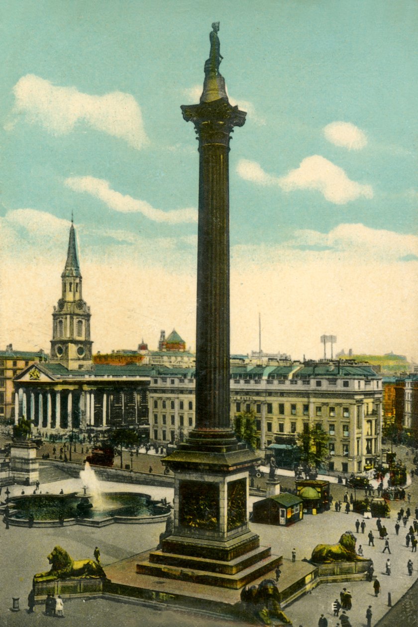 Nelsons Column and Trafalgar Square, London, c1910. av Unbekannt