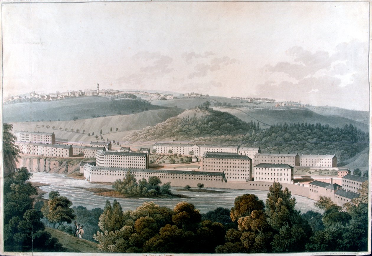 New Lanark Mills, Skottland, c1815 av Unbekannt