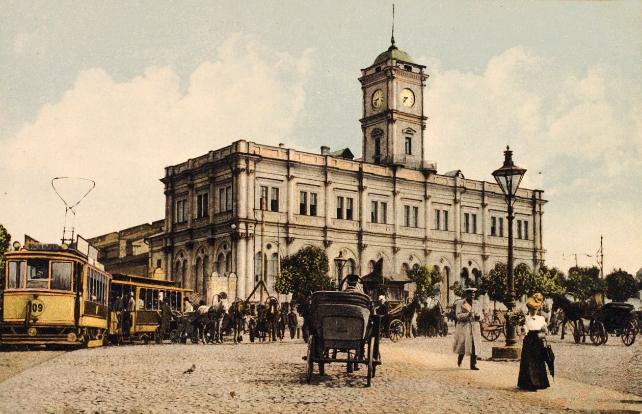 Nicholas järnvägsstation, Kalanchyovskaya Square, Moskva, Ryssland, c1904-c1905 av Unbekannt
