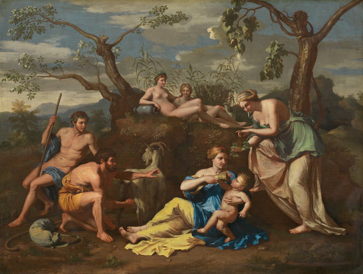 Nymfer som matar barnet Jupiter, ca. 1650. av Unbekannt