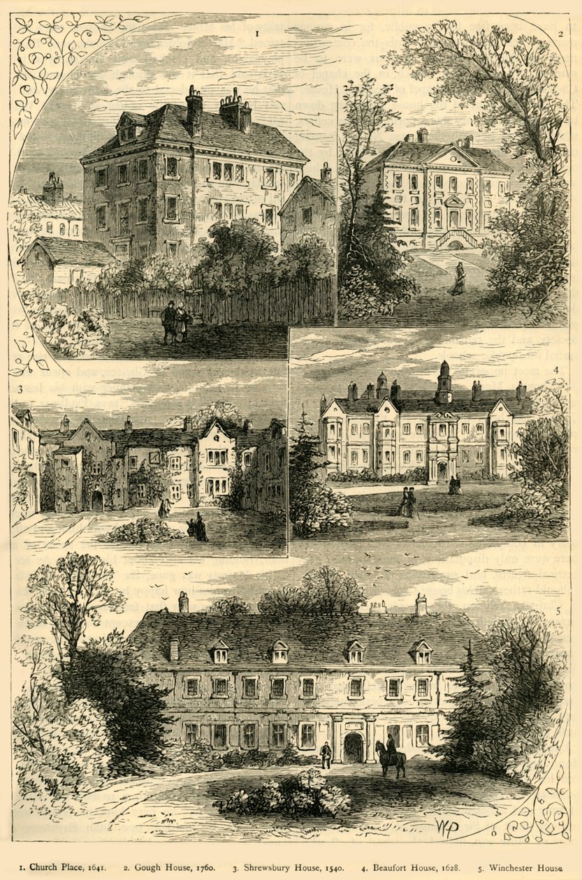 Gamla herrgårdar i Chelsea, c1876. av Unbekannt
