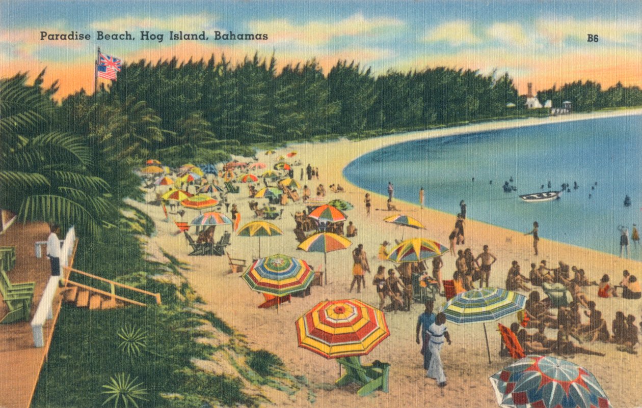 Paradise Beach, Hog Island, Bahamas, c1930 av Unbekannt