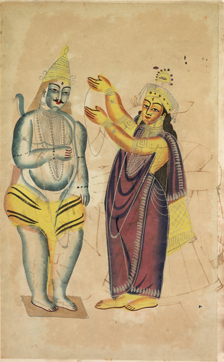 Parvati placerar en bröllopsgirland på Shiva, 1800-talet. av Unbekannt