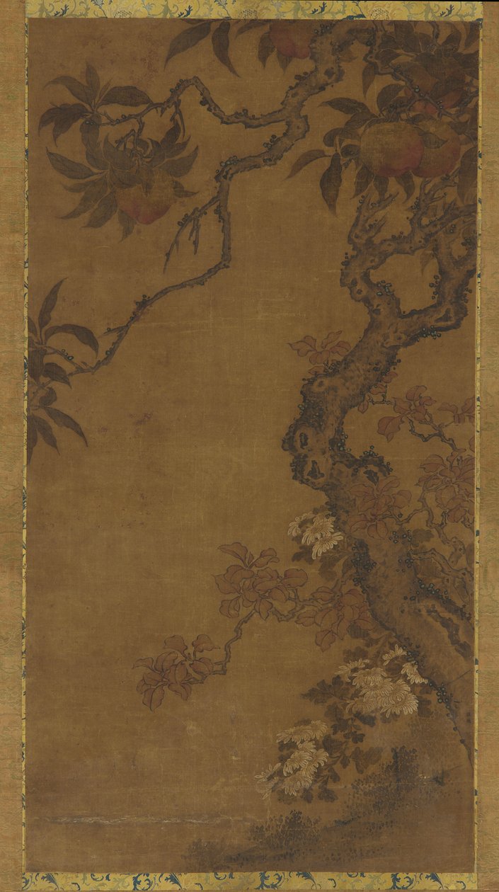 Persikor och krysantemum, 1368-1644. av Unbekannt