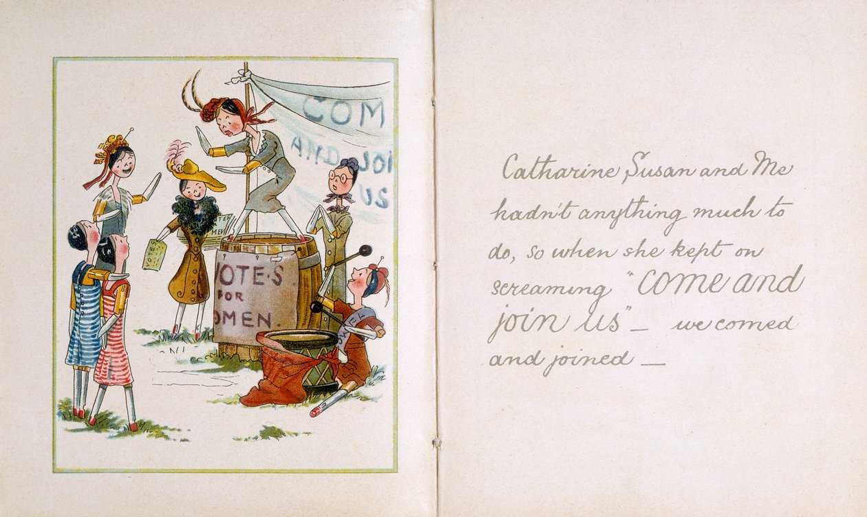 Pegdockor vid ett suffragettmöte, c1910 av Unbekannt