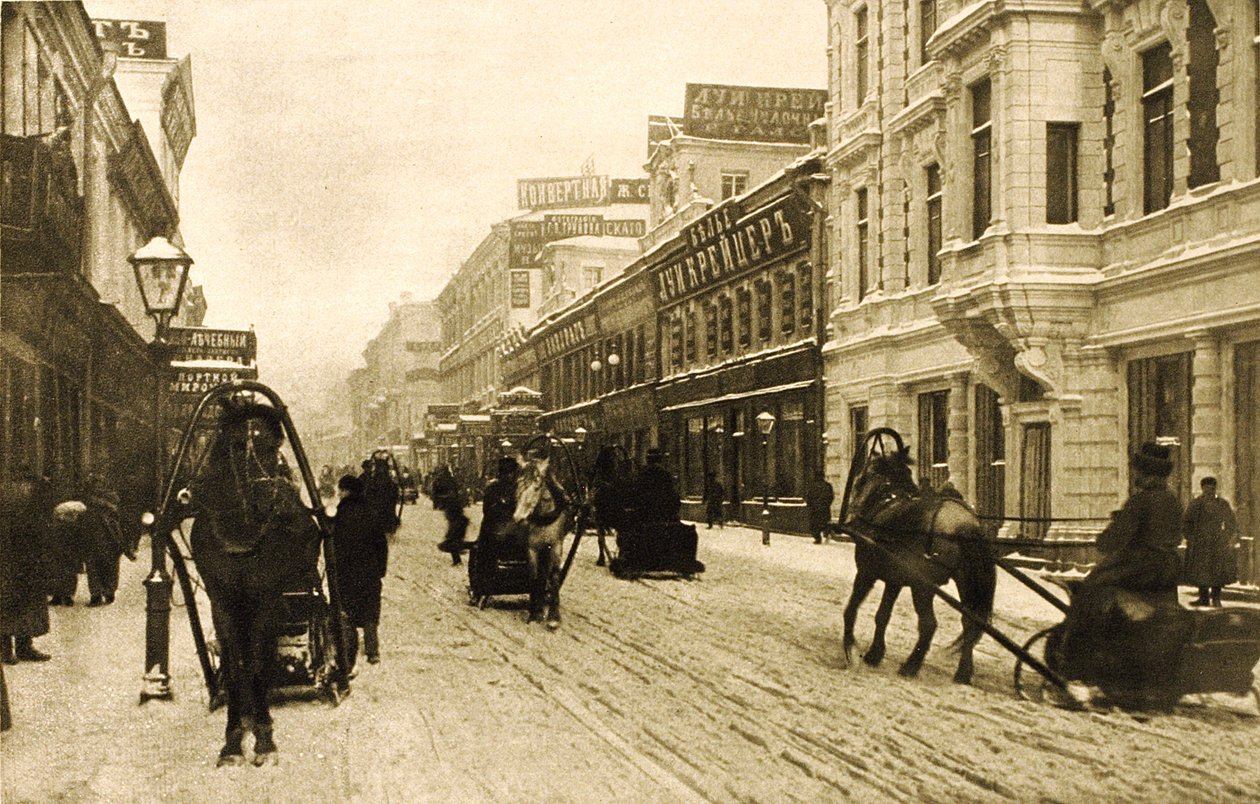 Petrovkagatan på vintern, Moskva, Ryssland, 1912 av Unbekannt