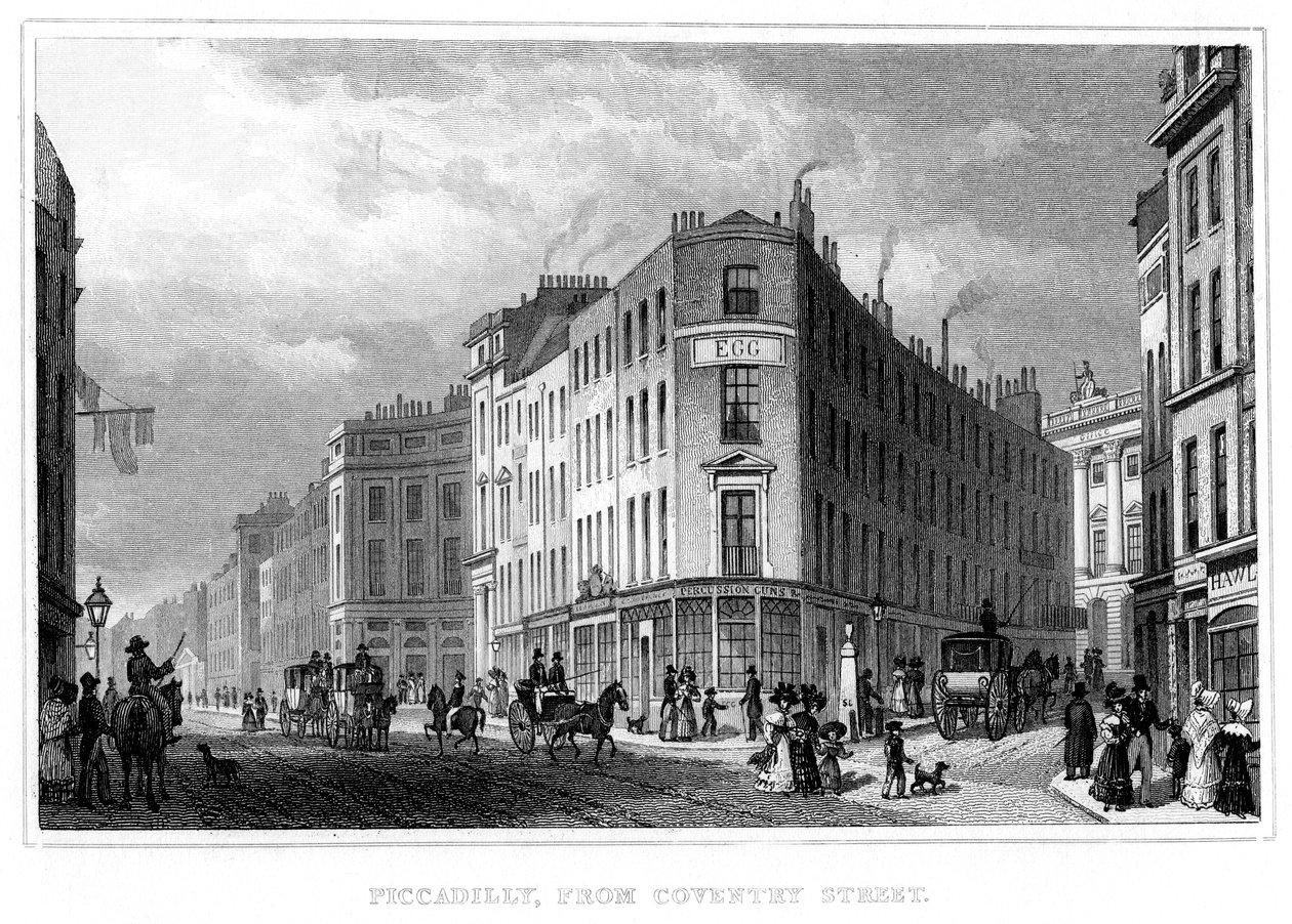 Piccadilly, från Coventry Street, Westminster, London, 1800-talet av Unbekannt