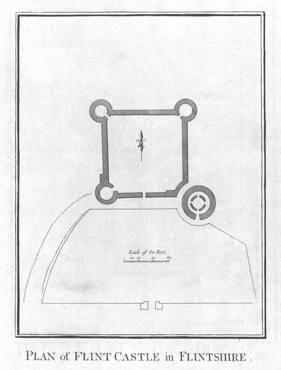 Plan av Flint Castle i Flintshire., c1800 av Unbekannt
