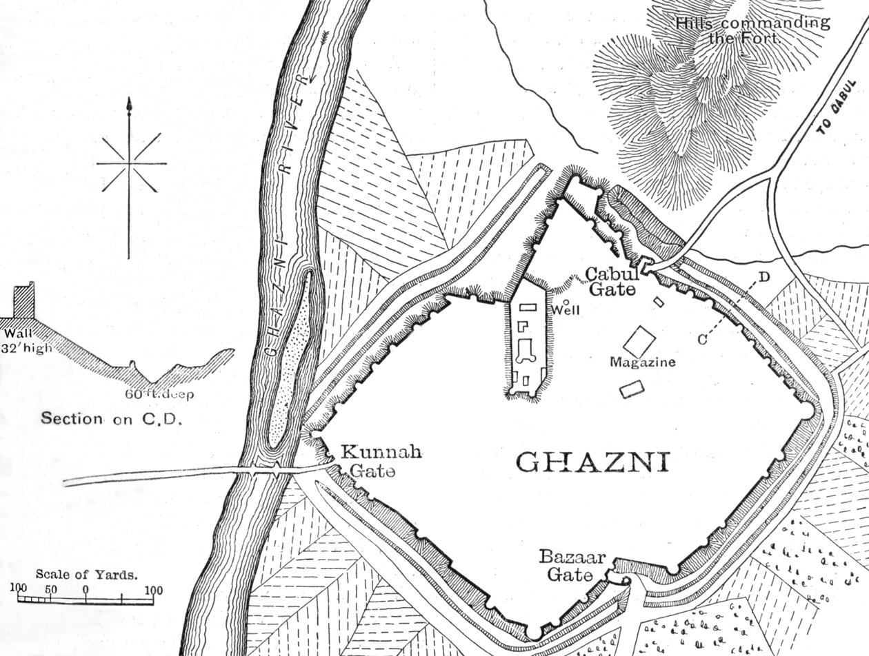 Plan av Ghazni, 1880, c1880 av Unbekannt