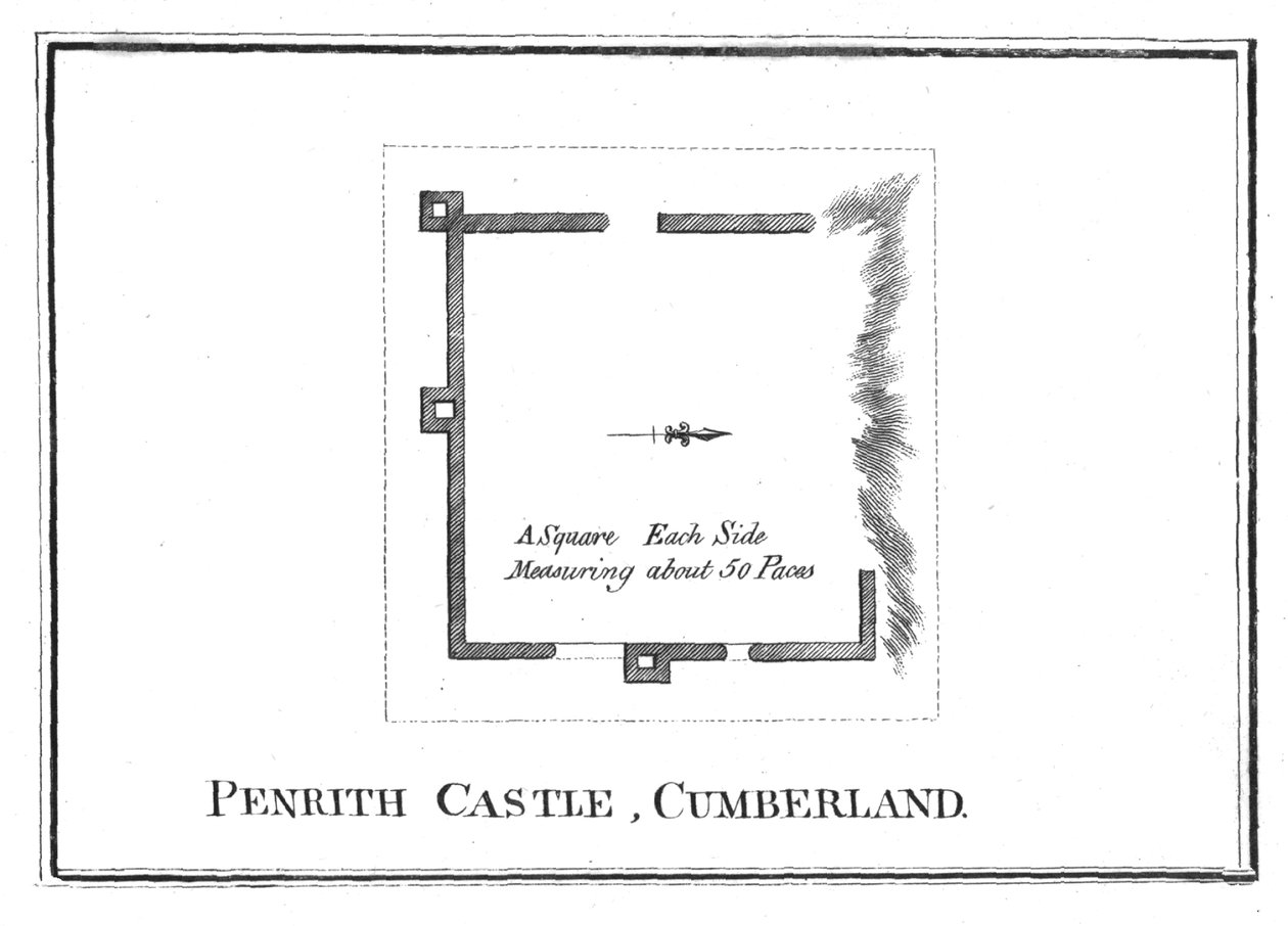 Plan över Penrith Castle, Cumberland, sent 1700-tal av Unbekannt