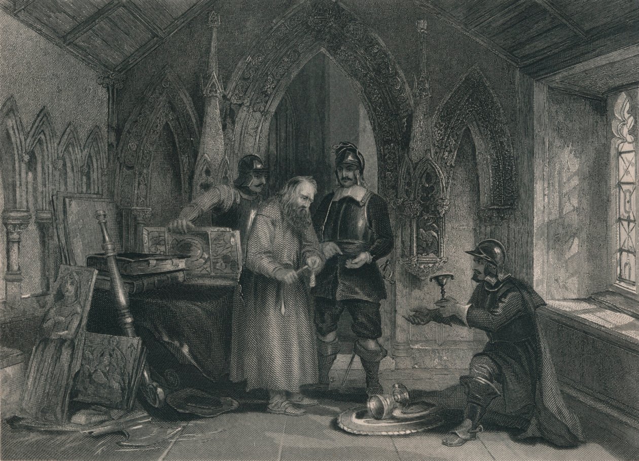 Plundring av kloster, 1800-talet. av Unbekannt