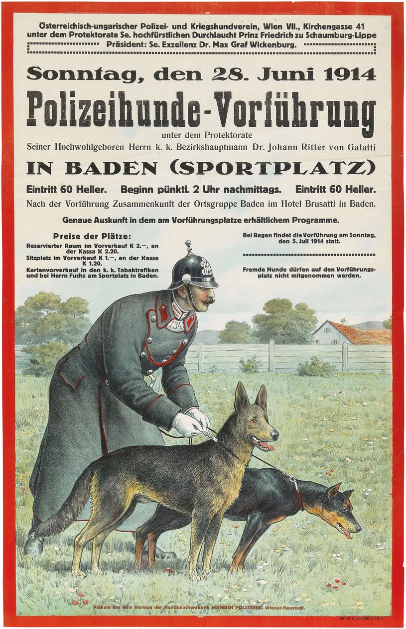 Polishunddemonstration i Baden, 1914. av Unbekannt