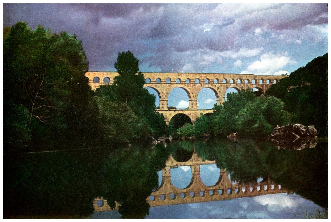 Pont du Gard, romersk akvedukt, Nimes, Frankrike, 1956 av Unbekannt