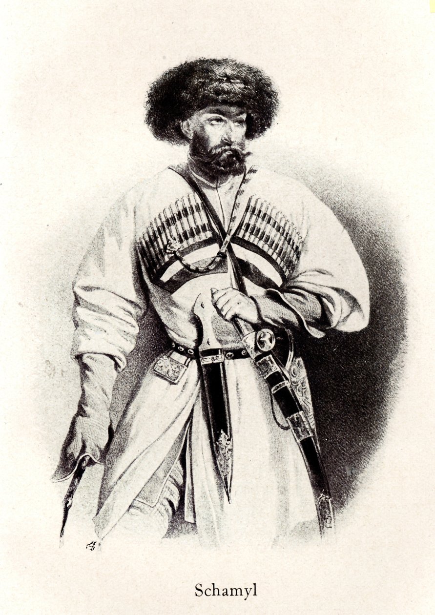 Porträtt av Imam Shamil 1799-1871, 1800-talet av Unbekannt