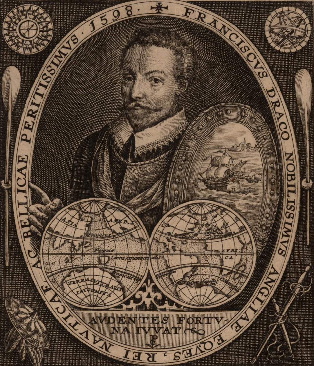 Porträtt av Sir Francis Drake, 1641. av Unbekannt