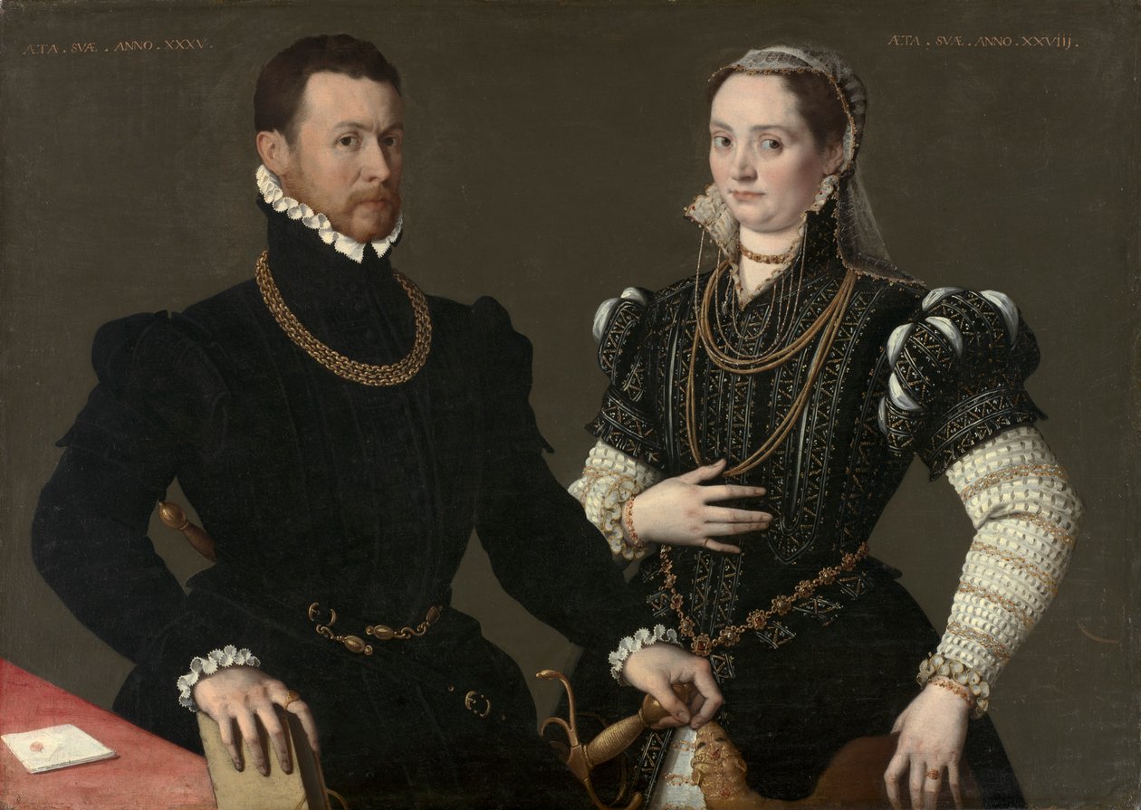 Porträtt av ett par, ca. 1580-1588. av Unbekannt