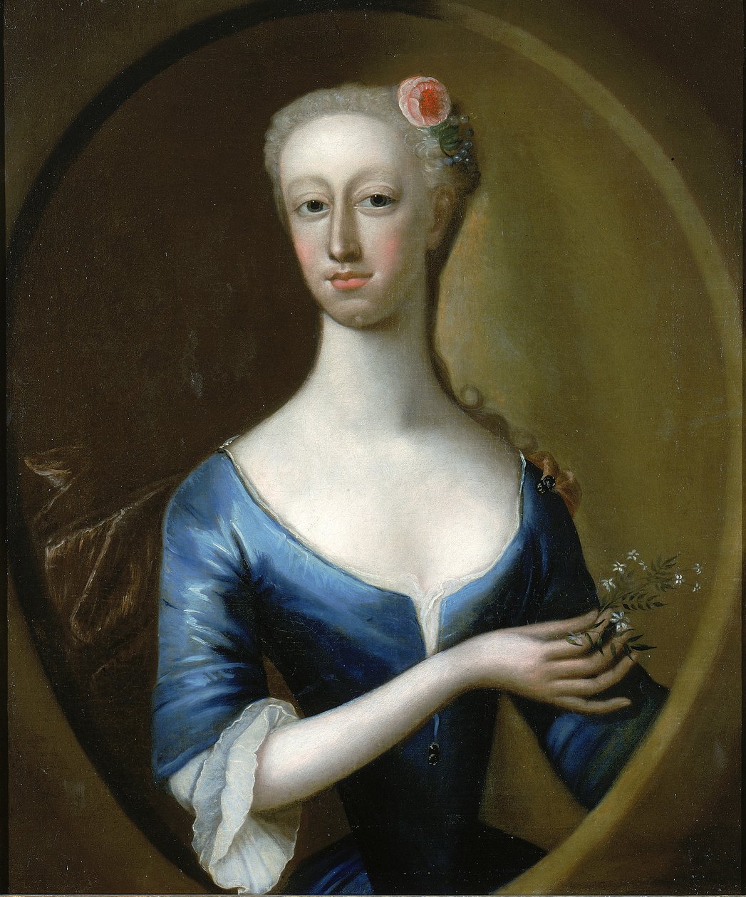 Porträtt av en dam, ca. 1740. av Unbekannt